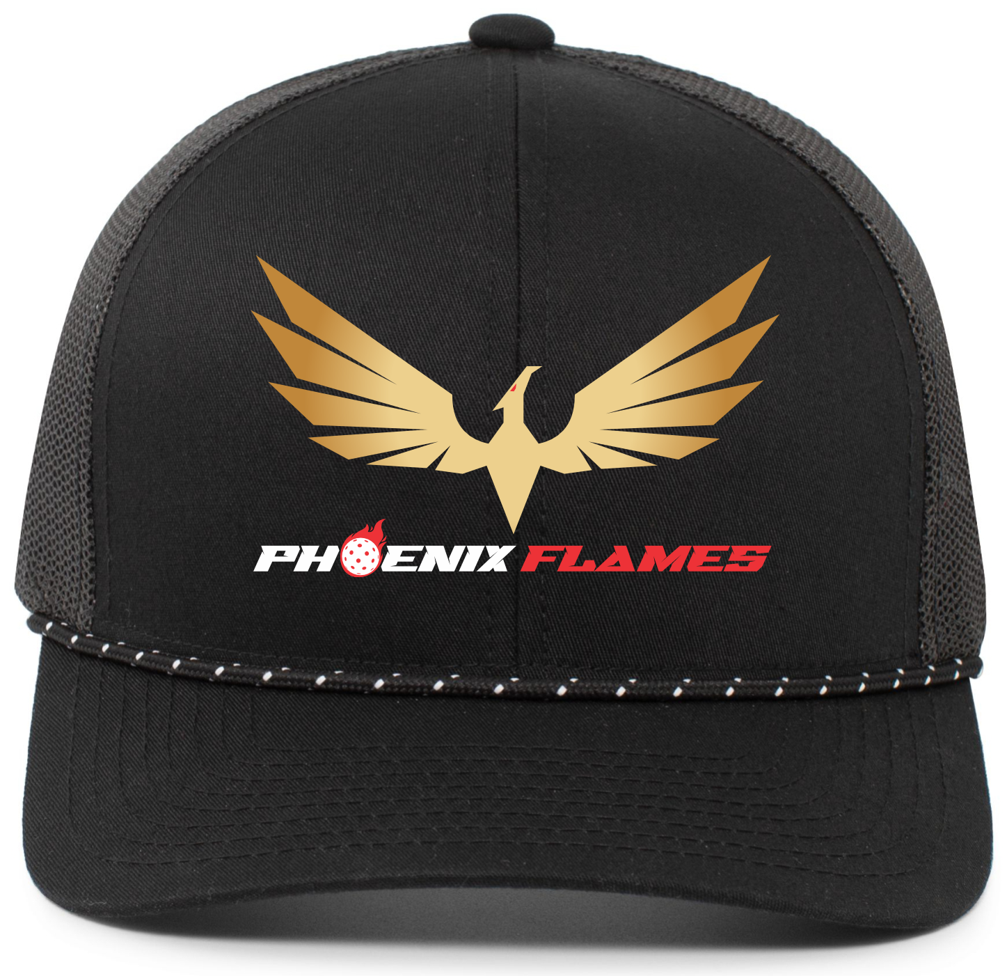 Phoenix Flames Rope Trucker Hat - Black