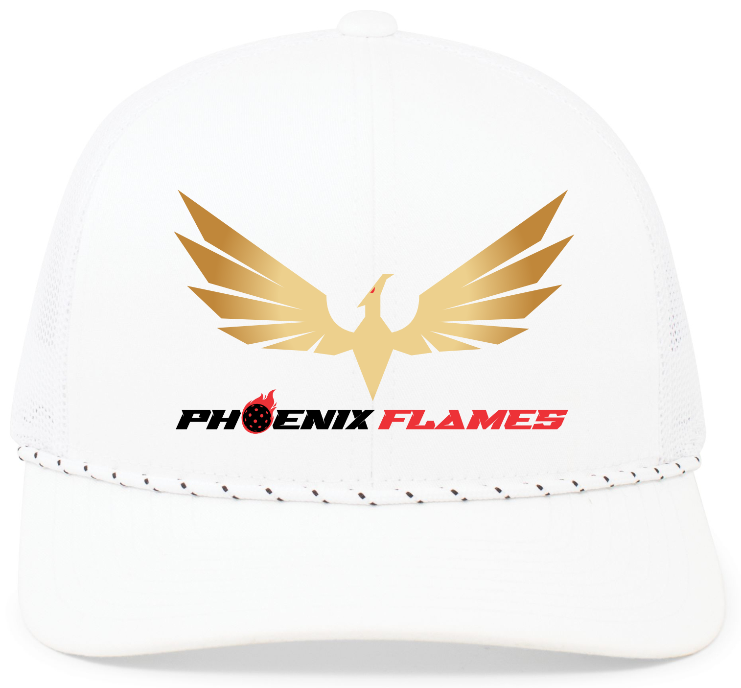 Phoenix Flames Rope Trucker Hat - White
